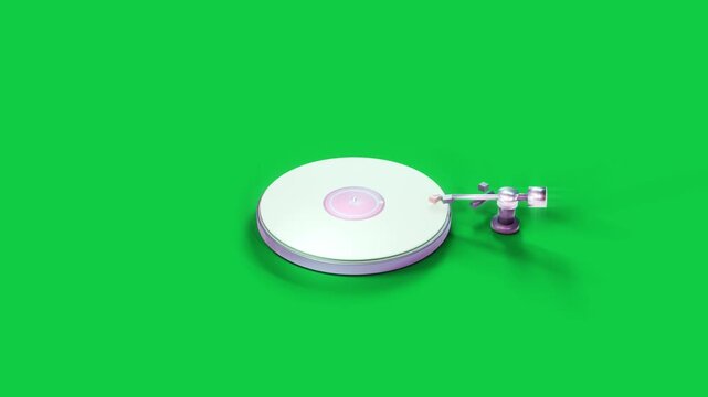 Halo rising tonearm lowering stylus tracking in mint LP glowing for demo on transparent background
