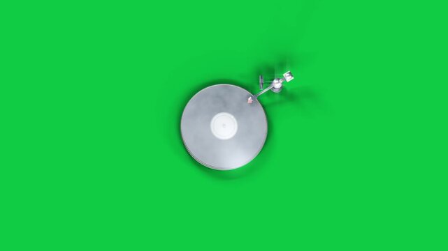 Platter spinning as stylus moving to outer rim, representing playback on transparent background