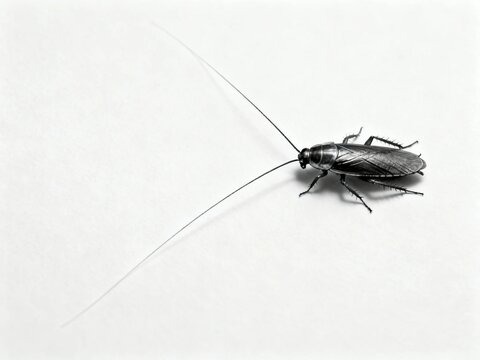 Black and white cockroach on plain background