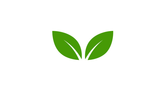 Minimalist green leaf emblem, ideal for environmental, natural, or organic themes without comma
