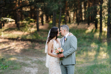 Fototapeta premium the first meeting of the bride and groom