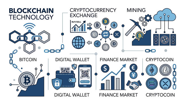 Blockchain Technology, Cryptocurrency, Digital Wallet, Finance Market, Mining