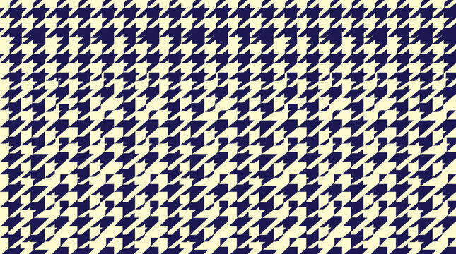 Houndstooth pattern, navy blue and beige texture, fabric design, textile background, geometric repeat