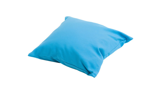 Bright blue square cushion with soft folds