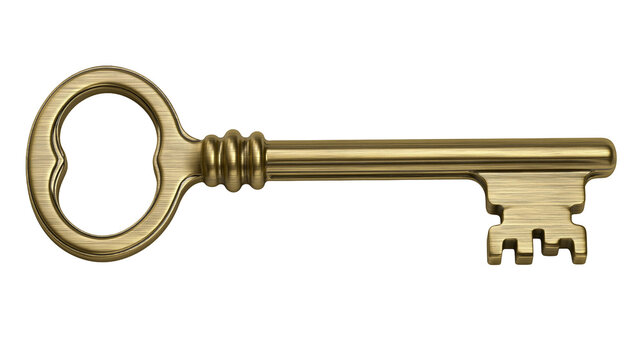 Antique brass skeleton key with ornate bow and bit
