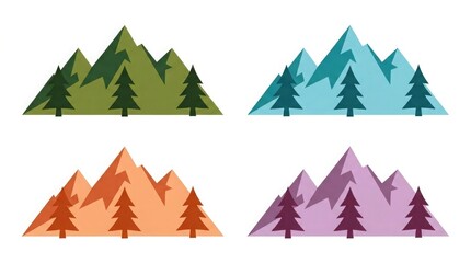 Obraz premium Colorful mountain ranges with evergreen trees