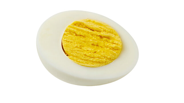 Half hard boiled egg with yellow yolk and white albumen