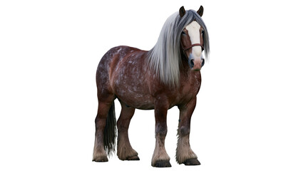 Brown horse with white face and long grey mane © Patricia