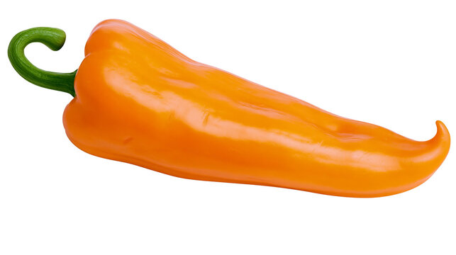 Orange bell pepper with green stem