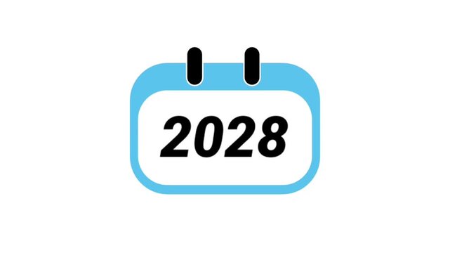 Modern 2028 Calendar Icon with Minimal Flat Design, Suitable for Scheduling Apps, Event Planner, Business Timeline, Reminder System, and Productivity Interface