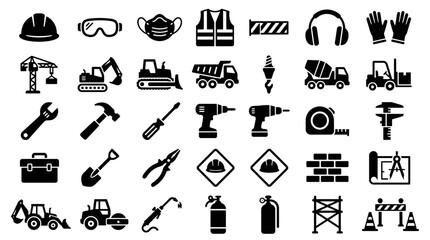 Construction tools and equipment icons. © Mbah Suro