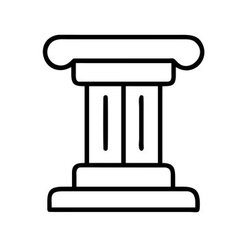 Minimalist classical column illustration - Clean black and white vector icon of a single classical column with entasis and base, perfect for architectural or decorative use.