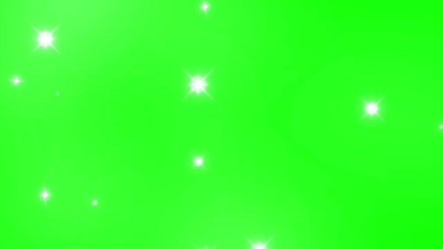 Sparkling white glitter on green screen background