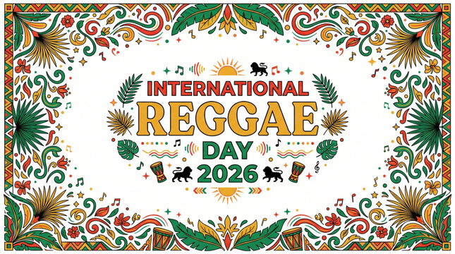 International Reggae Day 2026 Decorative Tropical Banner Template for Festival Greeting and Event Promotion