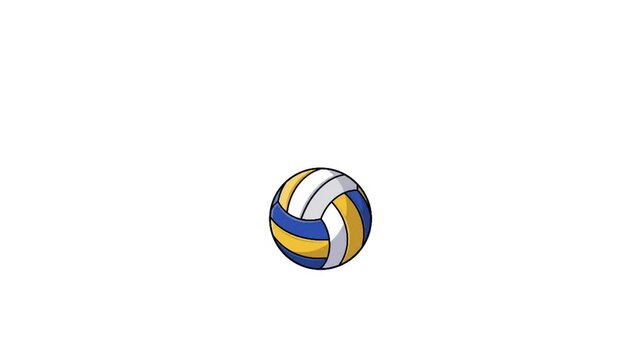 Cute Cartoon Volleyball Icon Isolated on white Background, Perfect for Sports Animation, Chroma Key Videos, Motion Graphics, Educational Content, Mobile Apps, and Social Media Projects