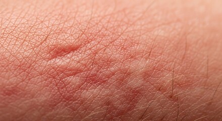 Fototapeta premium Close-up of a red inflamed skin rash with small bumps and irritation on human skin.