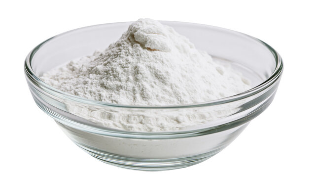 Glass bowl filled with white powder