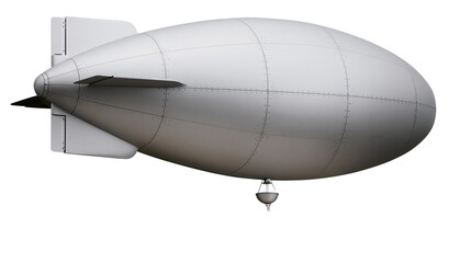 Silver dirigible airship with gondola and tail fins © Pablo