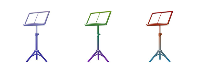 Three colorful music stands for orchestra and performance © FOYJUL