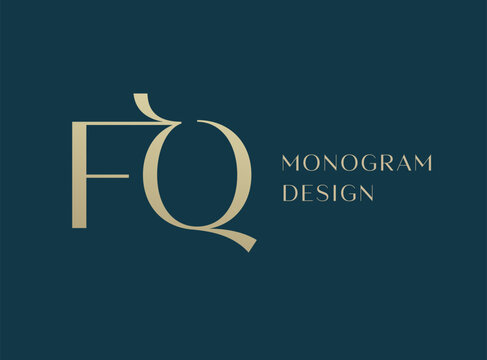FQ letter logo icon design. Classic style luxury initials monogram.