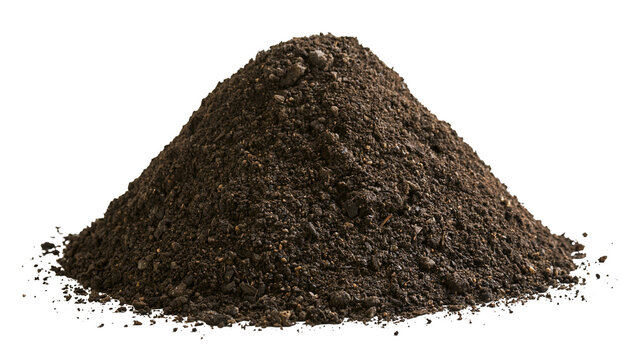 Pile of dark rich soil with small pebbles and organic matter