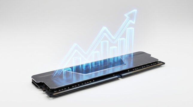 Rising DRAM Memory Costs Concept with Holographic Growth Chart