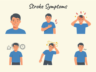 Fototapeta premium Medical Infographic Showing Warning Stroke Symptoms and Emergency Health Signs for Awareness