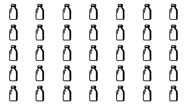 Bottle Icon Grid, Minimal Line Art Style, Simple Outline Design for Packaging, Beverage, and Inventory Concept Layout