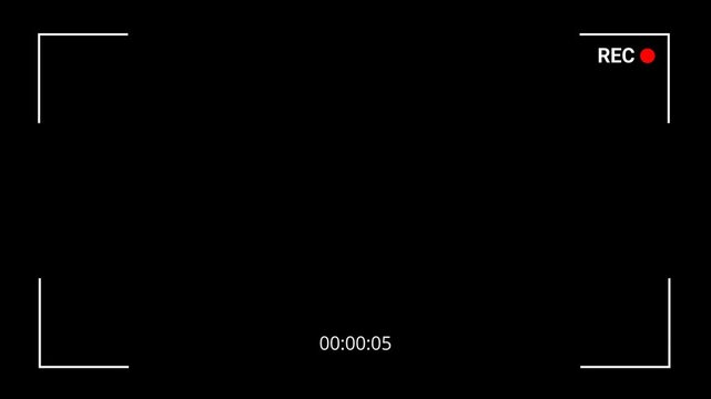 Video camera recorder screen overly on a transparent background, Recording camera screen interface with alpha channel , Camera recording screen overlay. 