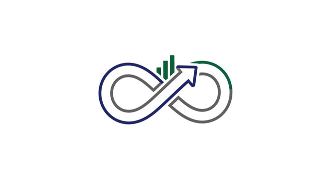 Creative financial growth concept illustration with infinity loop and ascending arrow design
