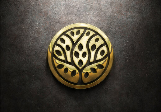 Old Gold Logo with Detailed Textured Effect Mockup