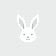 Fototapeta premium A minimalist graphic illustration of a white rabbit head on a light gray background