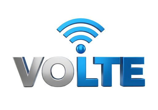 3d rendering of volte text with a blue wireless signal icon isolated on transparent background