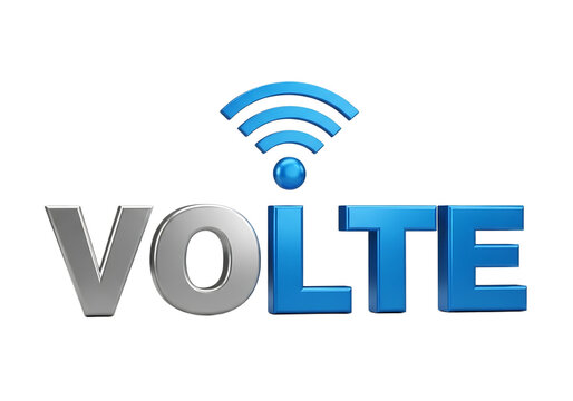 3d rendering of volte text with a wireless signal icon isolated on transparent background