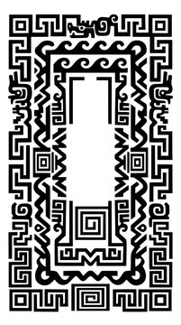 Ancient Mayan and Aztec Style Decorative Border Frame Design Vector
