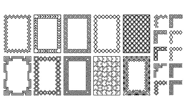 Trending Viking Ribbon Trims and Ethnic Border Graphic Assets Set