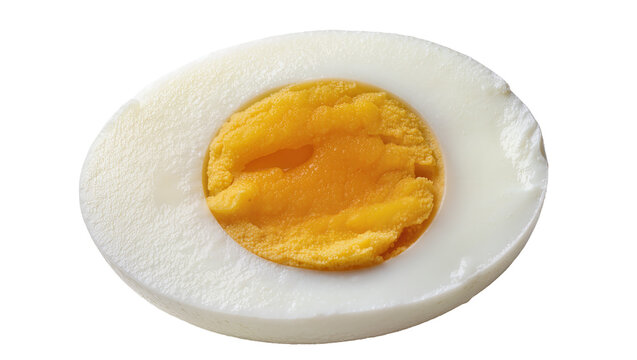 Half hard boiled egg with white albumen and yellow yolk