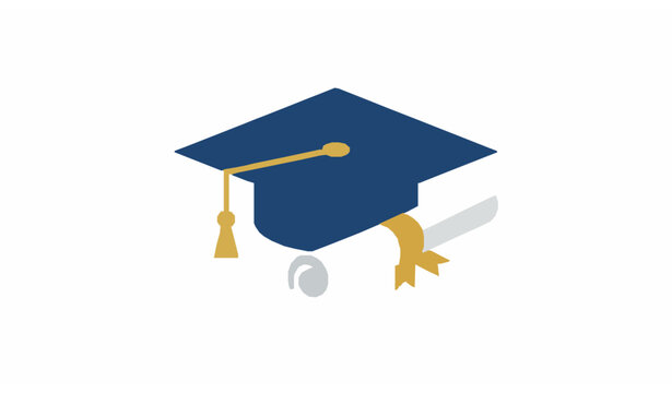 Education Graduation Cap and Diploma Flat Icon Vector EPS 10