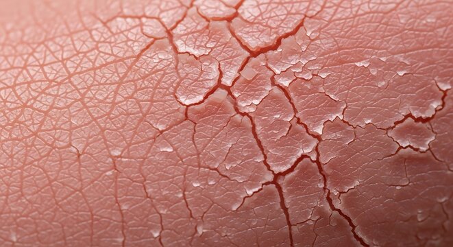 Close-up of dry, cracked skin, showing severe dehydration and skin damage.