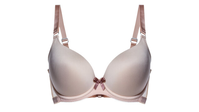 Beige padded bra with bow detail and adjustable straps