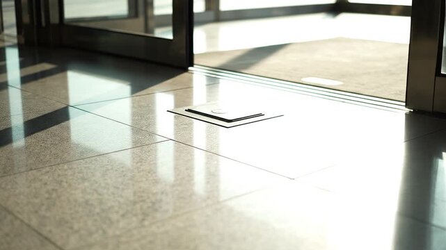 Automatic Door Floor Sensor Installed at Modern Building Entrance