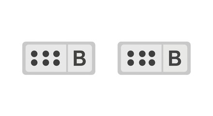 Minimalist Set of Two Domino Tiles with Letter B and Six Dots © Fatria