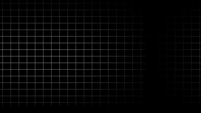 A simple white grid pattern overlay on a solid black background creating a minimalist geometric texture for digital interface and