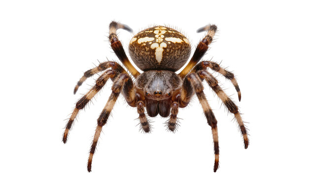 Orb weaver spider with distinctive markings on abdomen