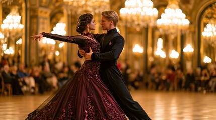 Fototapeta premium Elegant Dance Performance in Grand Hall