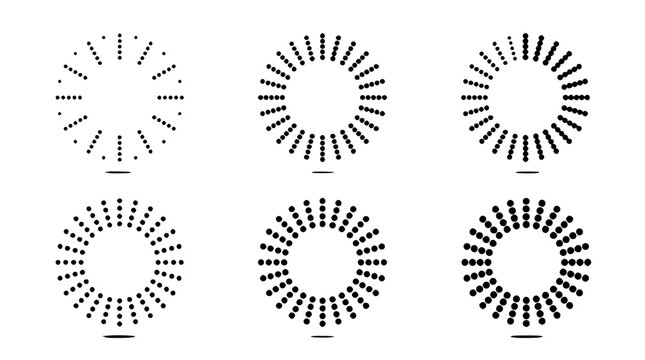 Circular Dotted Patterns Arranged in a Grid Showcasing Different Densities and Radii. Featuring Density, Design, Illustration