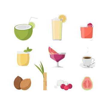 A vibrant collection of refreshing beverages and ingredients.