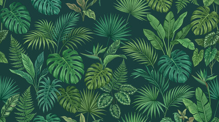 Tropical green leaves close up. © paman