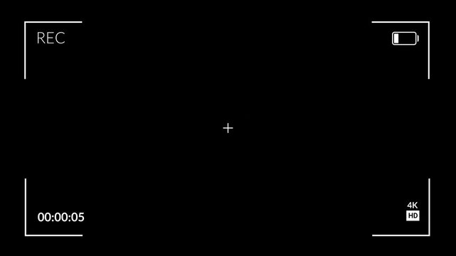 Video camera recorder screen overlay on a transparent background, Recording camera screen interface with alpha channel , Camera recording screen overlay. 