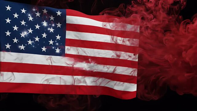 Abstract Red White Blue Smoke Flag Waves - A dynamic visual representation of the American flag video in red, white, and blue smoke that appears to be waving and dissipating.
